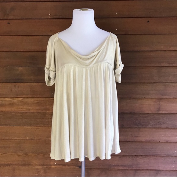 DVF metallic gold draping neck stretchy top, M. - Picture 4 of 6